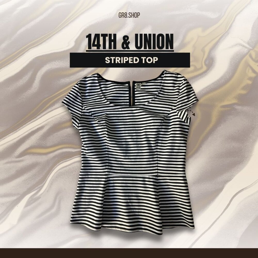 14th & Union Women’s Striped Top Shirt Size L Casual